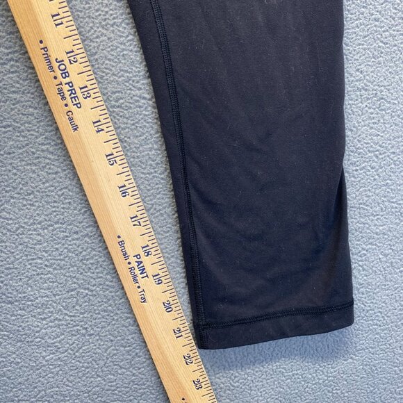 Lululemon Wunder Under Crop Black White Leggings Striped Waist Size 8 Parallel - Picture 6 of 6